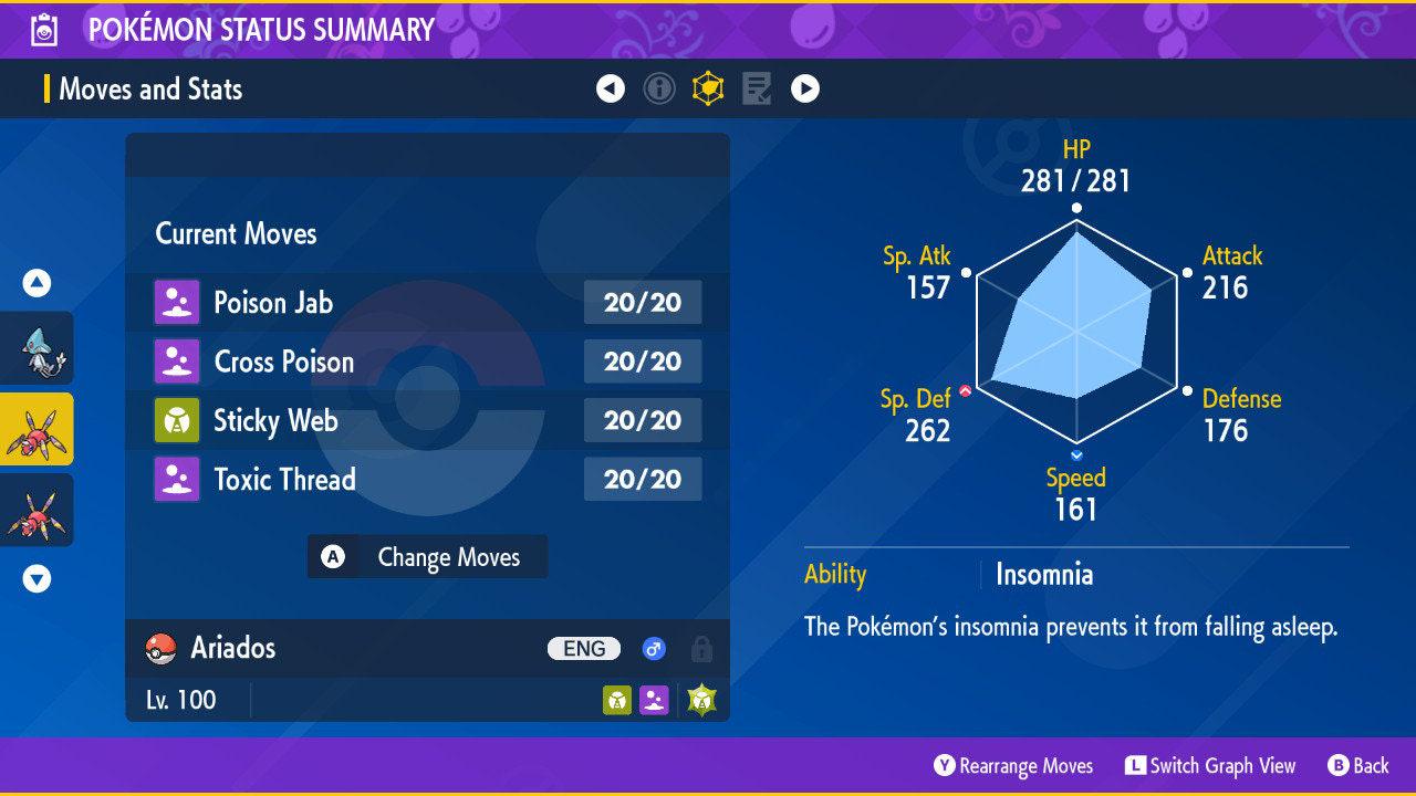 Foto de la carta Pokémon ARIADOS Shiny Pokémon Escarlata Púrpura 6IV Competitivo Listo para la Batalla 2