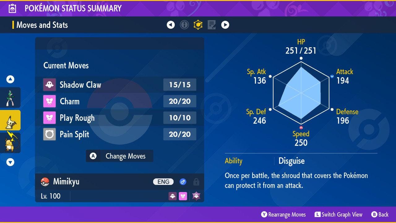 Фото покемона Shiny MIMIKYU Pokémon Scarlet Violet 6IV Готов к соревновательным боям 2