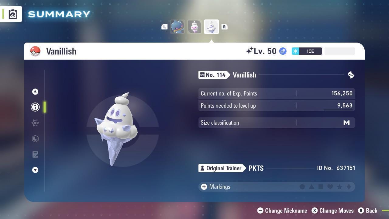 Foto de la carta Pokémon Shiny VANILLISH Pokémon Legends ZA 6IV Listo para el Combate Competitivo 3