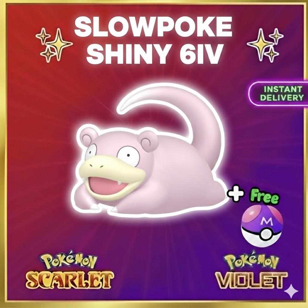 Pokemon Scarlet and Violet Shiny SLOWPOKE 6IV Competitive Battle Ready Pokémon card photo