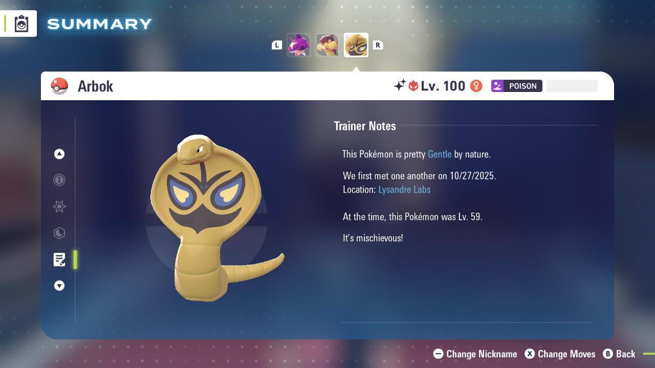 Shiny Alpha Arbok Pokémon Legends ZA 6IV Competitive Battle Ready Pokémon card photo 4