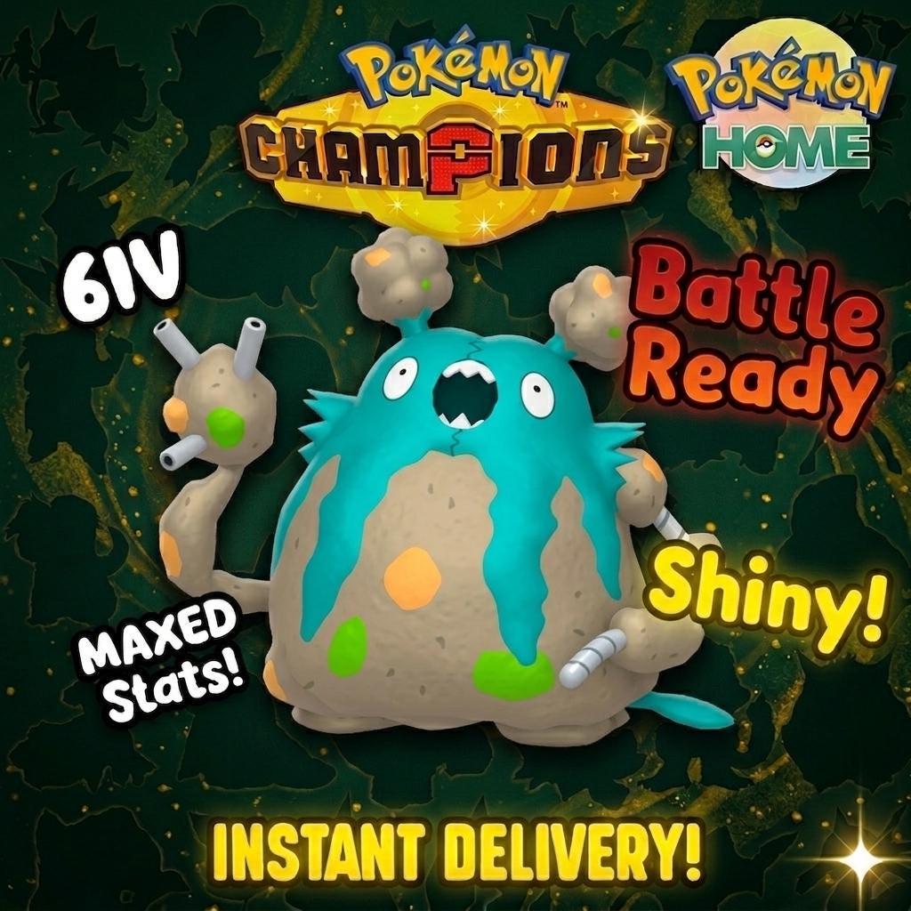 Shiny Garbodor Pokémon Champions 6IV Competitive Battle Ready – Champions Pokémon card photo