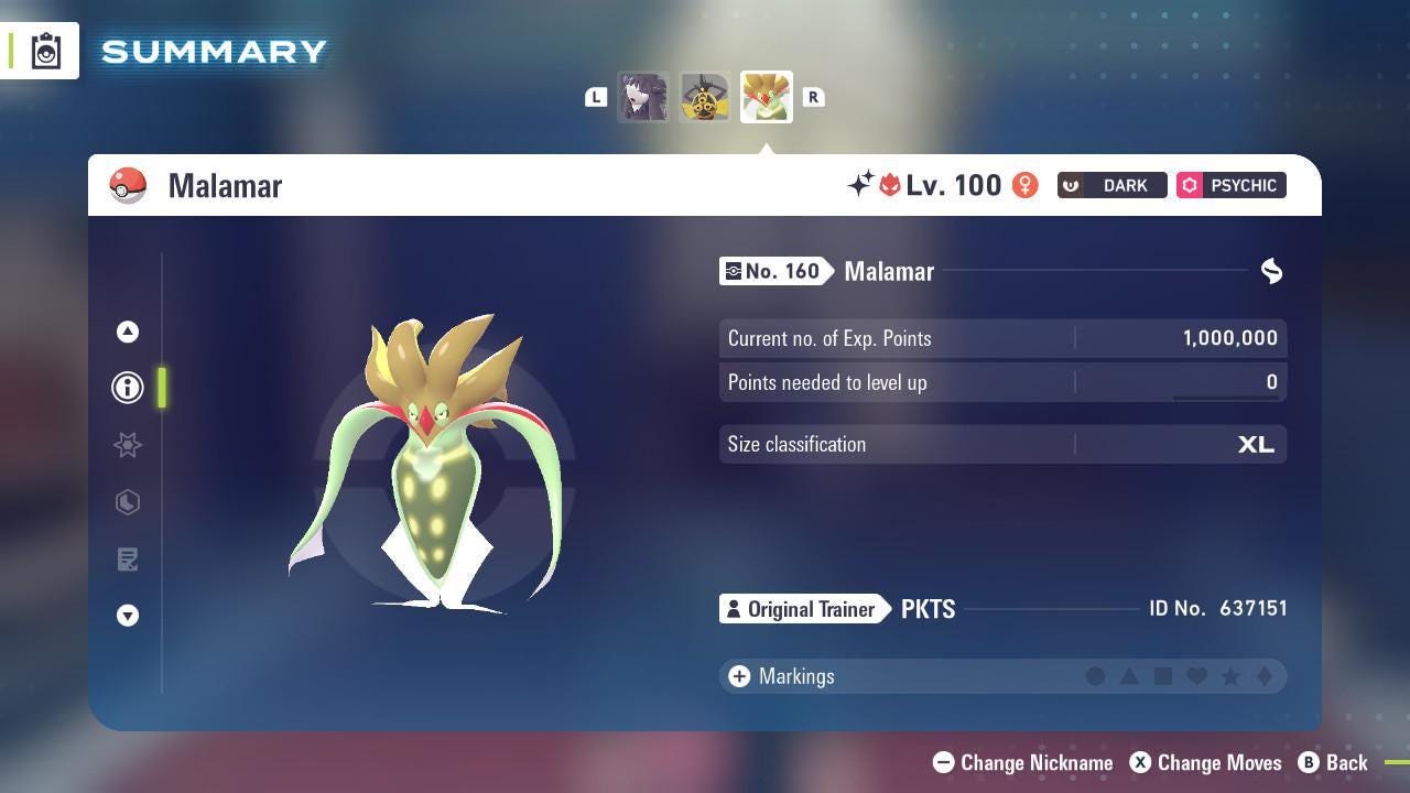 Foto de la carta Pokémon Shiny Alpha Malamar Pokémon Legends ZA 6IV Listo para la Batalla Competitiva 3