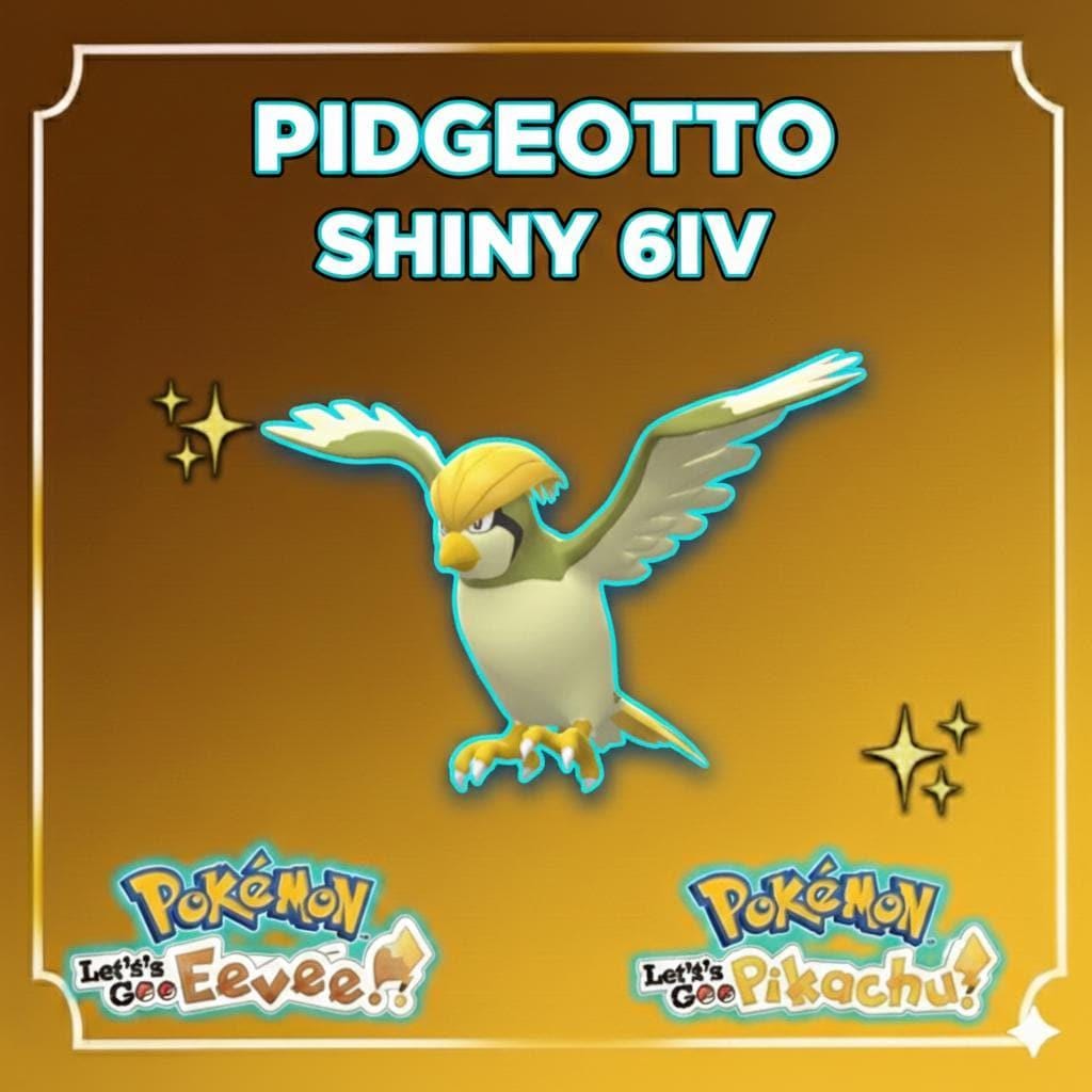 Shiny PIDGEOTTO Pokémon Lets Go Pikachu Eevee 6IV Competitive Battle Ready – Pokémon Let's Go Pokémon card photo