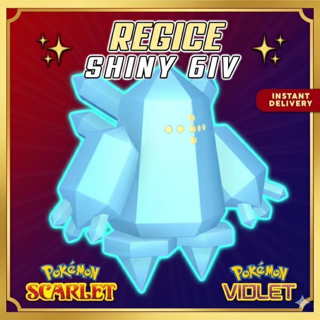 Shiny REGICE Pokémon Scarlet and Violet 6IV Competitive Battle Ready – Scarlet & Violet Pokémon card photo