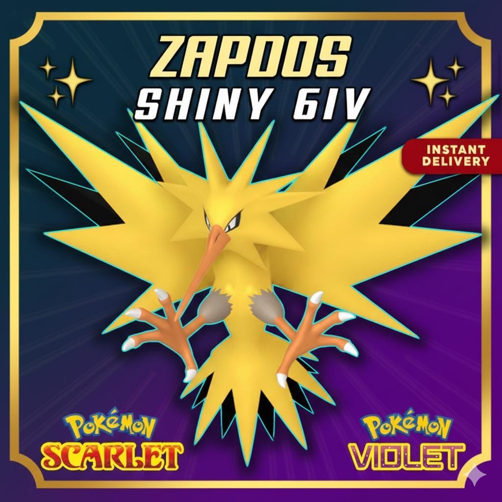 Shiny ZAPDOS Pokémon Scarlet and Violet Legendary Competitive Battle Ready Pokémon card photo