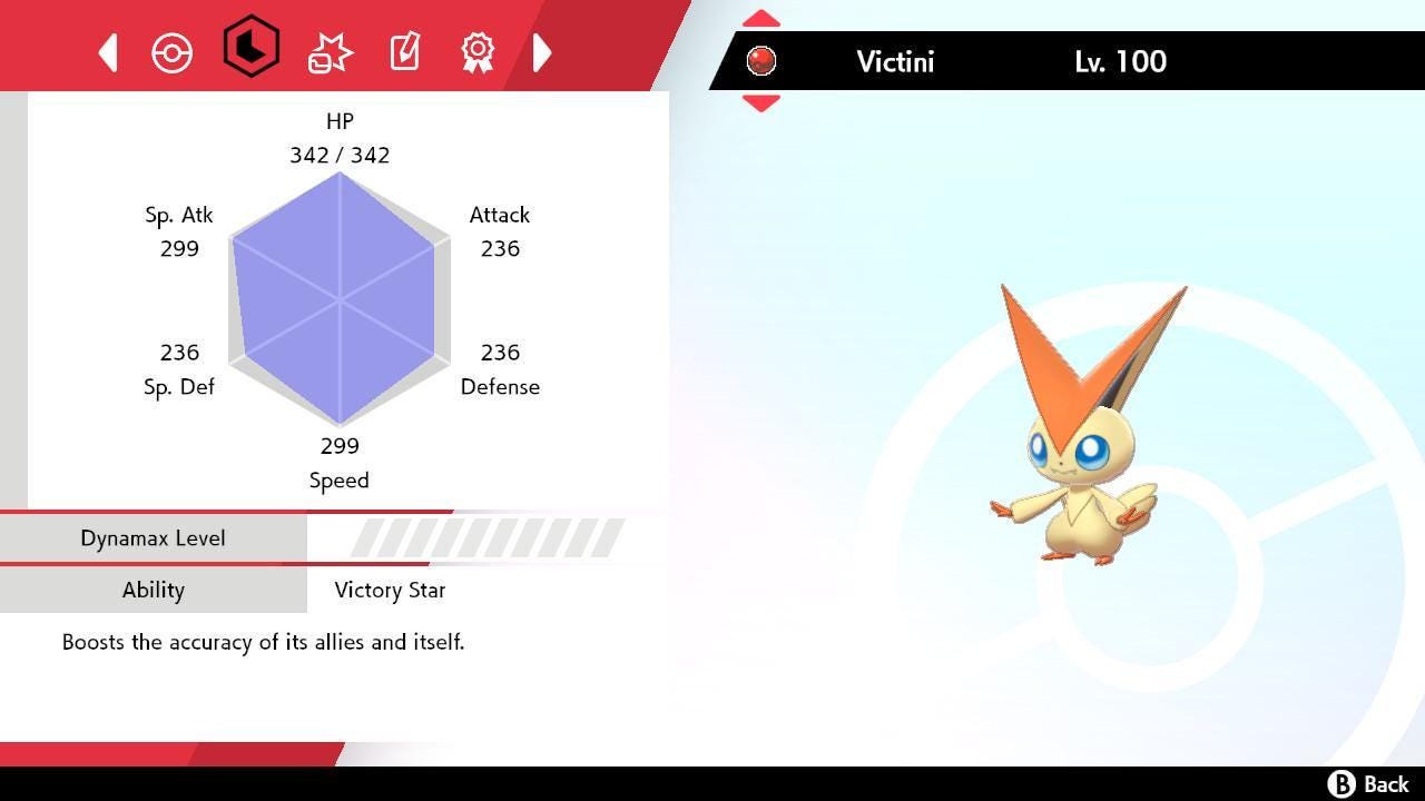 Foto de la carta Pokémon VICTINI No Shiny Pokémon Espada y Escudo 6IV Pokémon No competitivo Listo para la batalla EVs Libres Shiny Switch 2 2