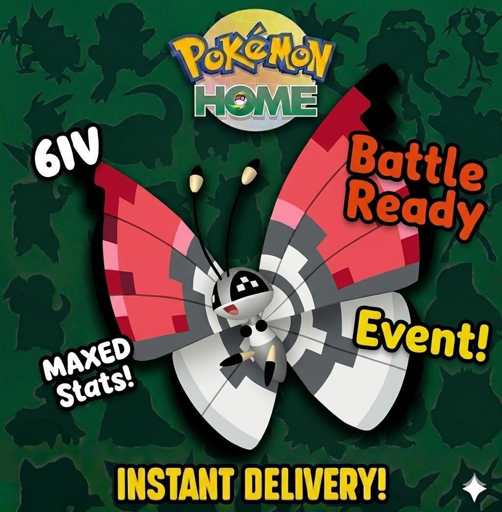 Pokemon HOME Pokeball Vivillon Event Pokémon Home Trade Scarlet Violet, Sword Shield, BdSp, Legends Arceus Bonus Shiny Gift – Legends Arceus Pokémon card photo