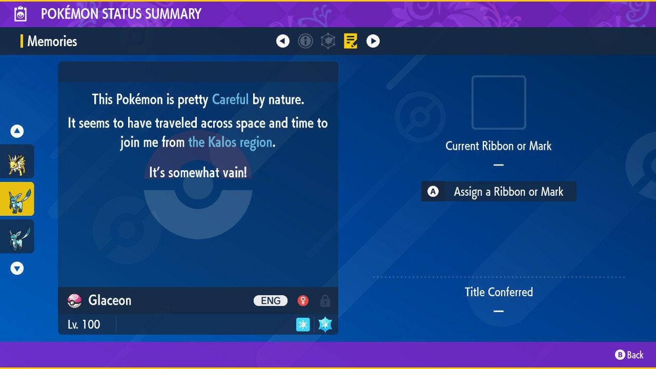 Фото покемона Shiny GLACEON Pokémon Scarlet Violet 6IV Готов к соревновательным боям 3