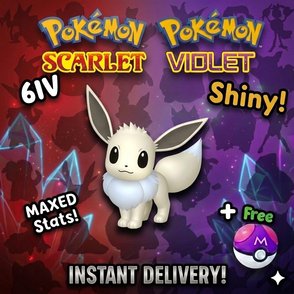 Shiny EEVEE Pokémon Scarlet Violet 6IV Competitive Battle Ready – Scarlet & Violet Pokémon card photo