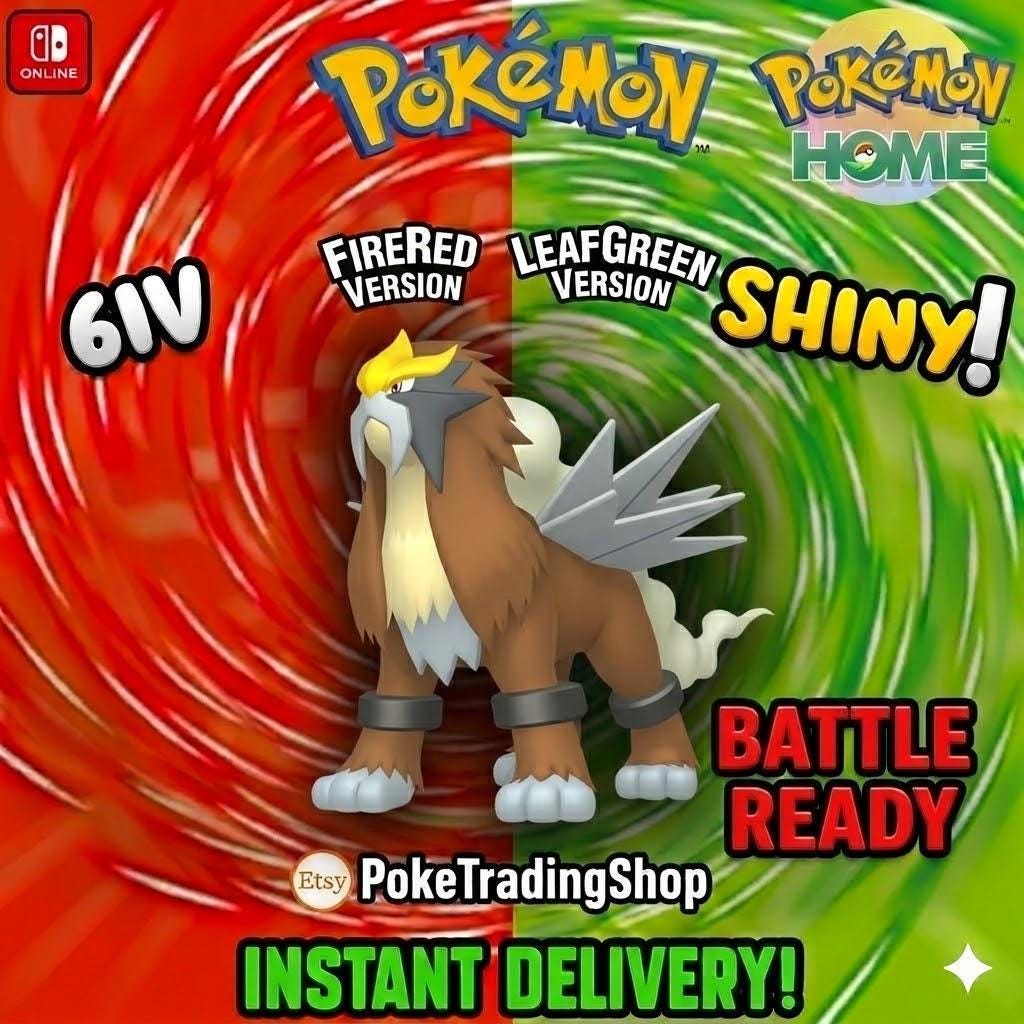 SHINY ENTEI Pokémon FireRed LeafGreen 6IV Competitive Battle Ready Pokémon card photo