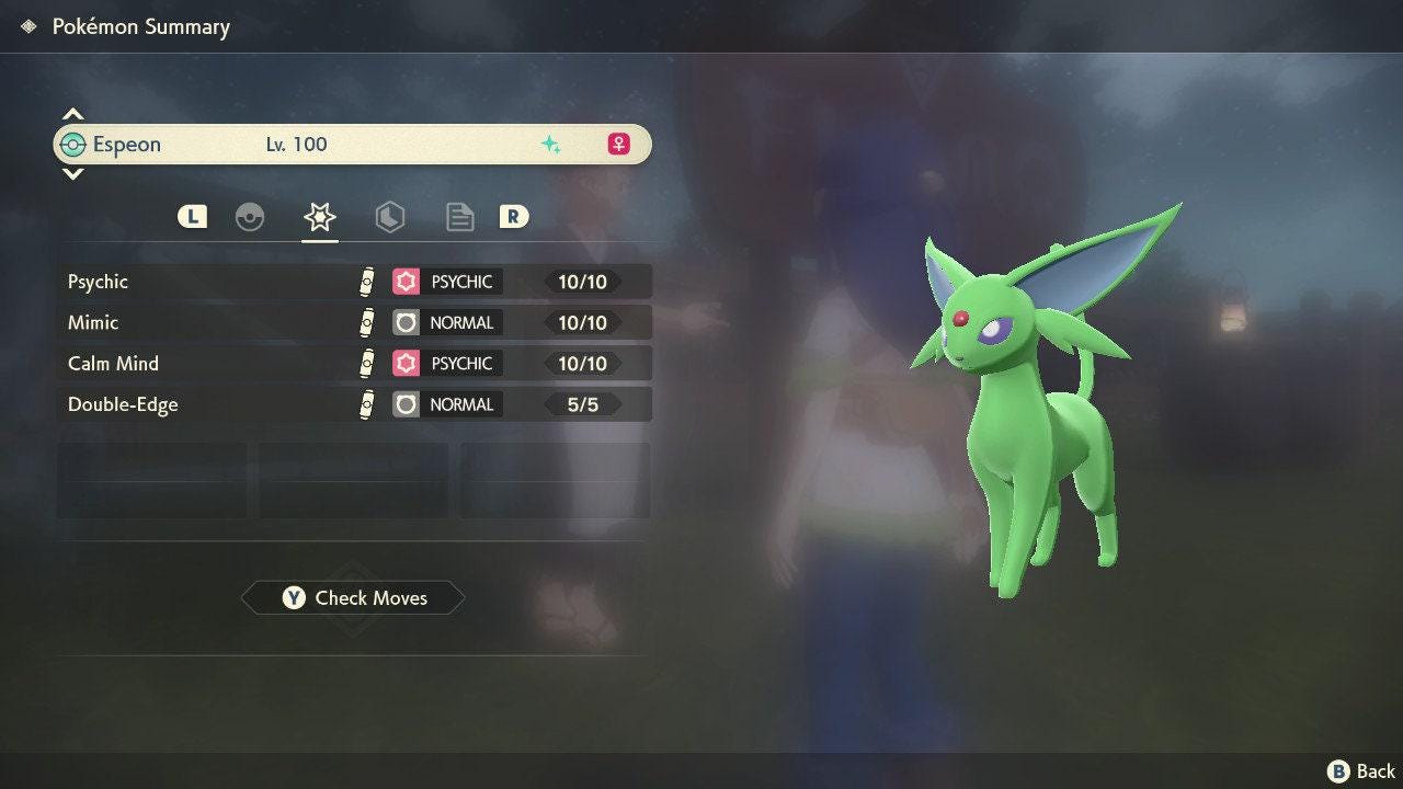Shiny ESPEON Pokemon Legends Arceus 6IV Competitive Battle Ready – Legends Arceus Pokémon card photo
