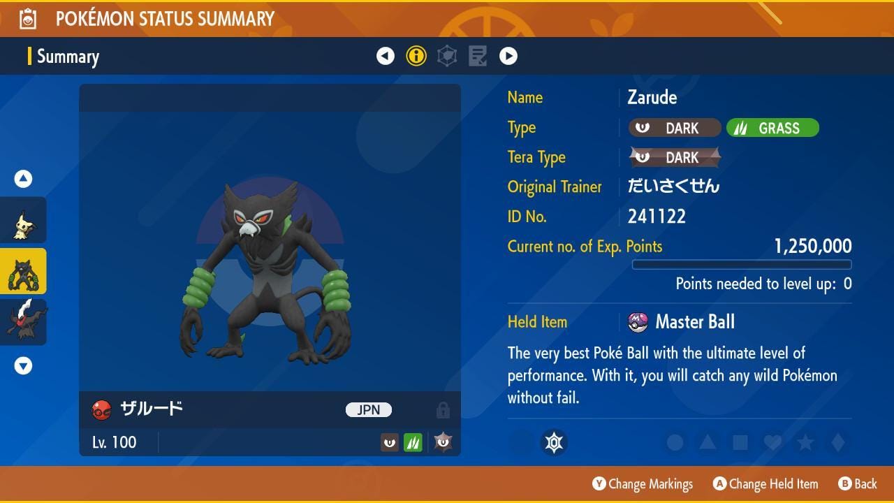 Shiny Event 241122 Zarude Scarlet Violet 6IV Competitive Battle Ready – Exclusive Event Pokémon Pokémon card photo