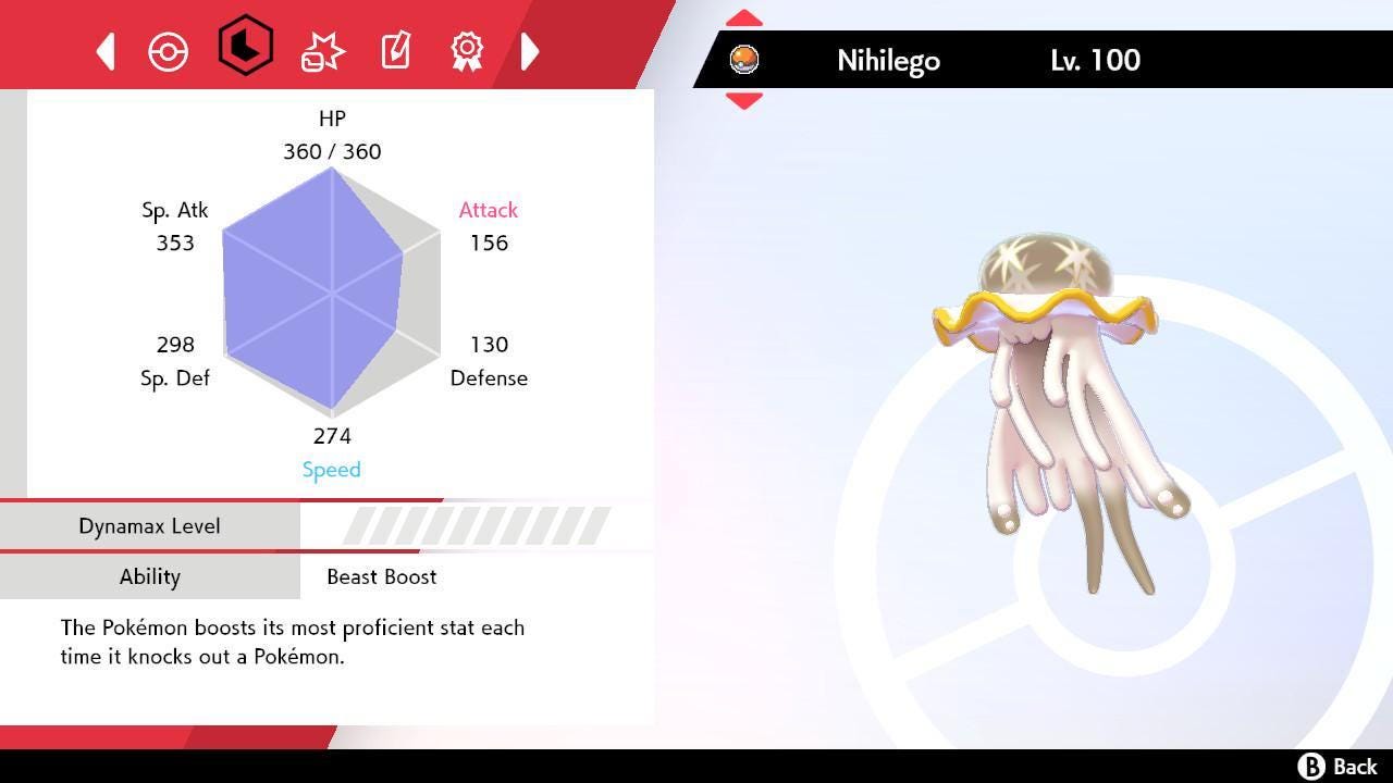 Shiny NIHILEGO Pokemon Sword Shield 6IV Competitive Battle Ready Pokémon card photo 2