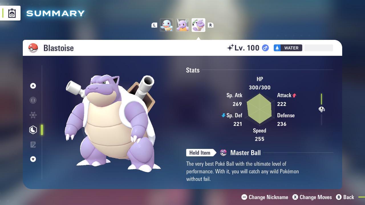 Foto de la carta Pokémon Shiny BLASTOISE Pokémon Legends ZA 6IV Competitivo Listo para la Batalla 2