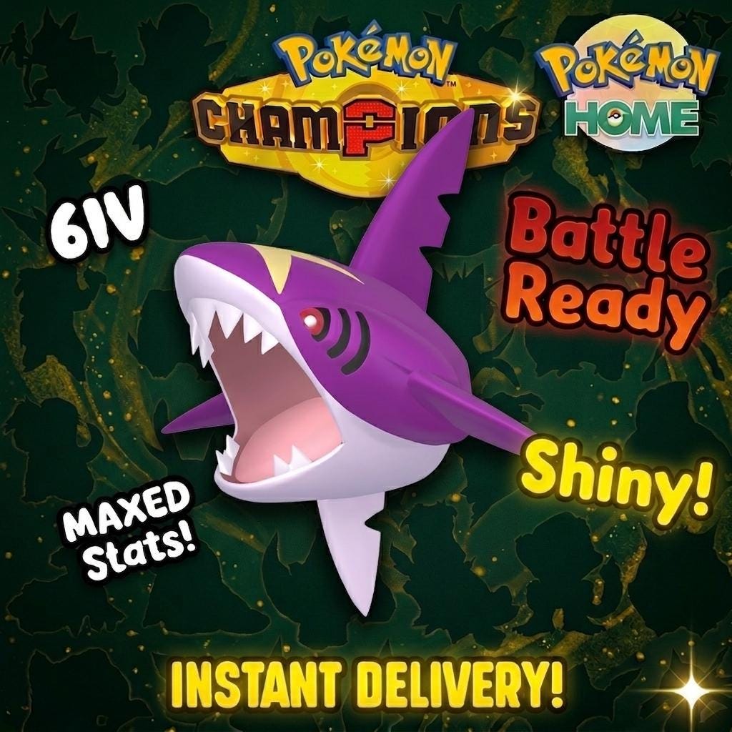 Shiny Sharpedo Pokémon Champions 6IV Competitive Battle Ready – Champions Pokémon card photo