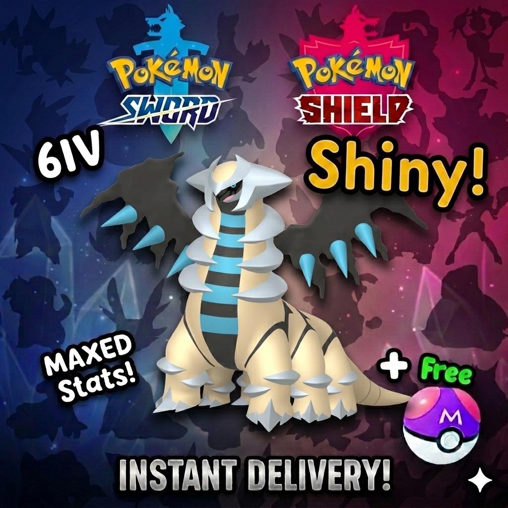 Shiny GIRATINA Pokemon Sword Shield 6IV Competitive Battle Ready – Sword & Shield Pokémon card photo