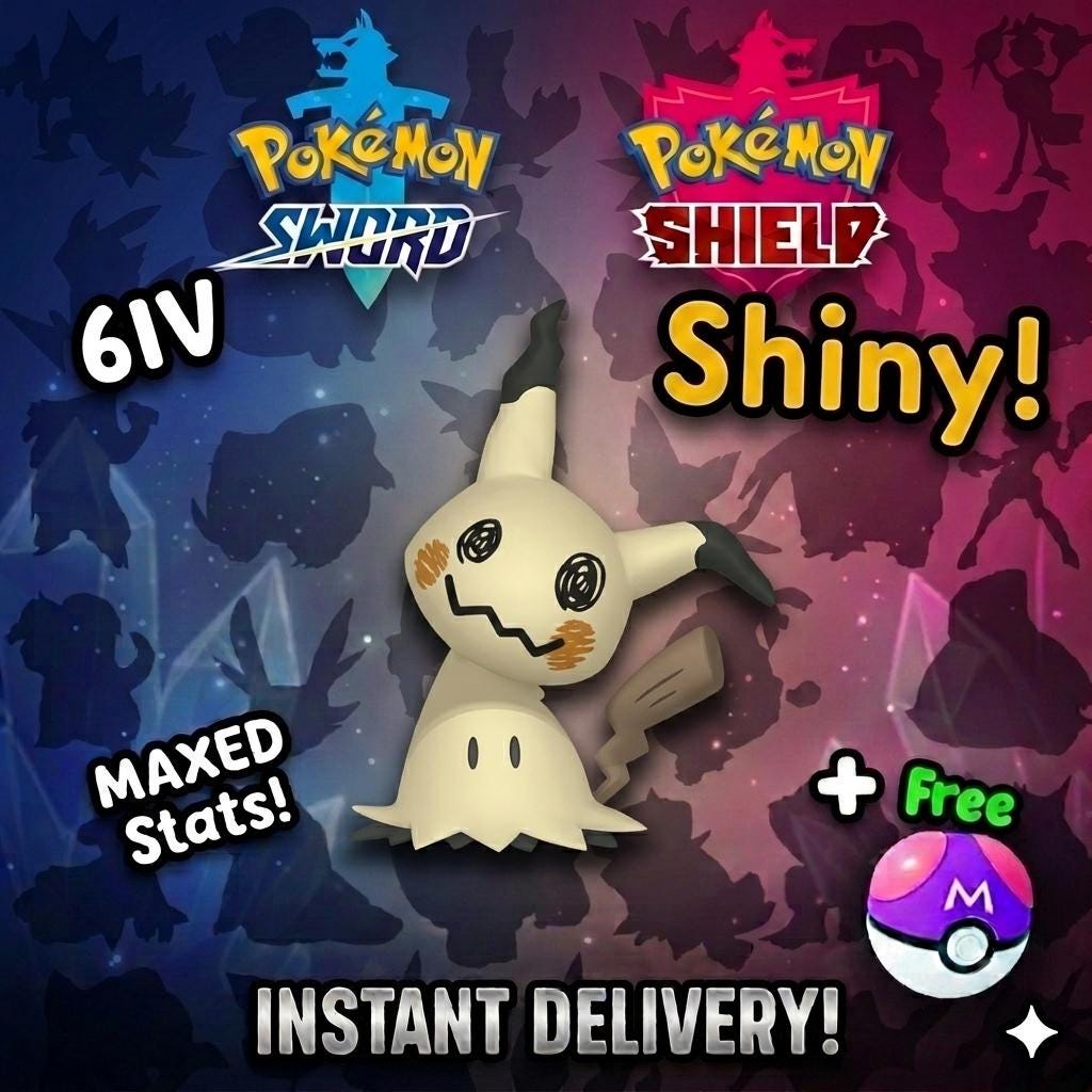 Shiny Mimikyu Pokemon Sword Shield 6IV Competitive Battle Ready – Sword & Shield Pokémon card photo