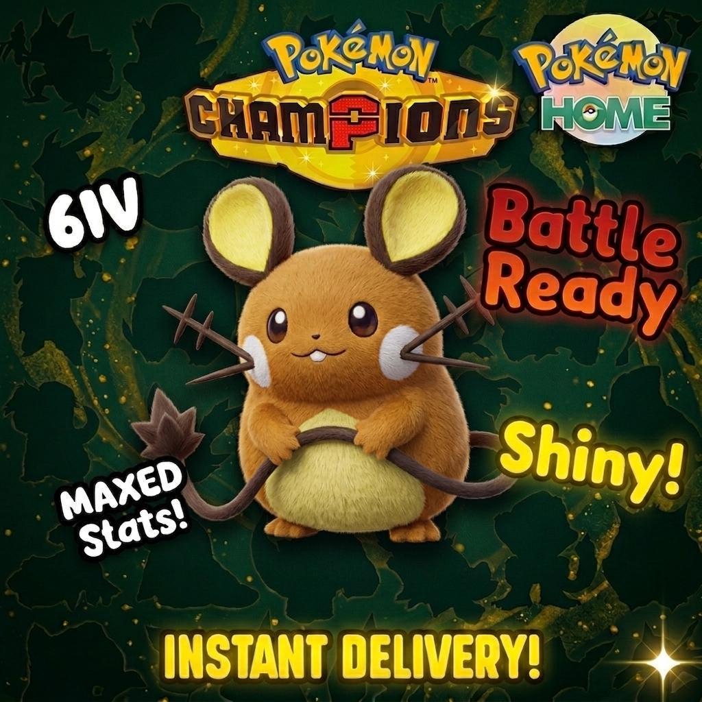 Shiny Dedenne Pokémon Champions 6IV Competitive Battle Ready – Champions Pokémon card photo