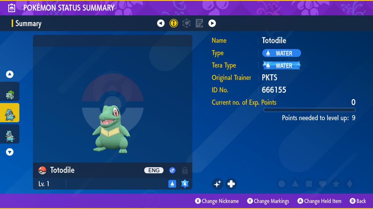 Shiny TOTODILE Pokémon Scarlet and Violet 6IV Competitive Battle Ready Pokémon card photo 2