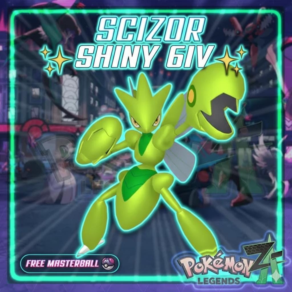 Foto de la carta Pokémon SCIZOR variocolor Pokémon Legends ZA 6IV listo para la batalla competitiva