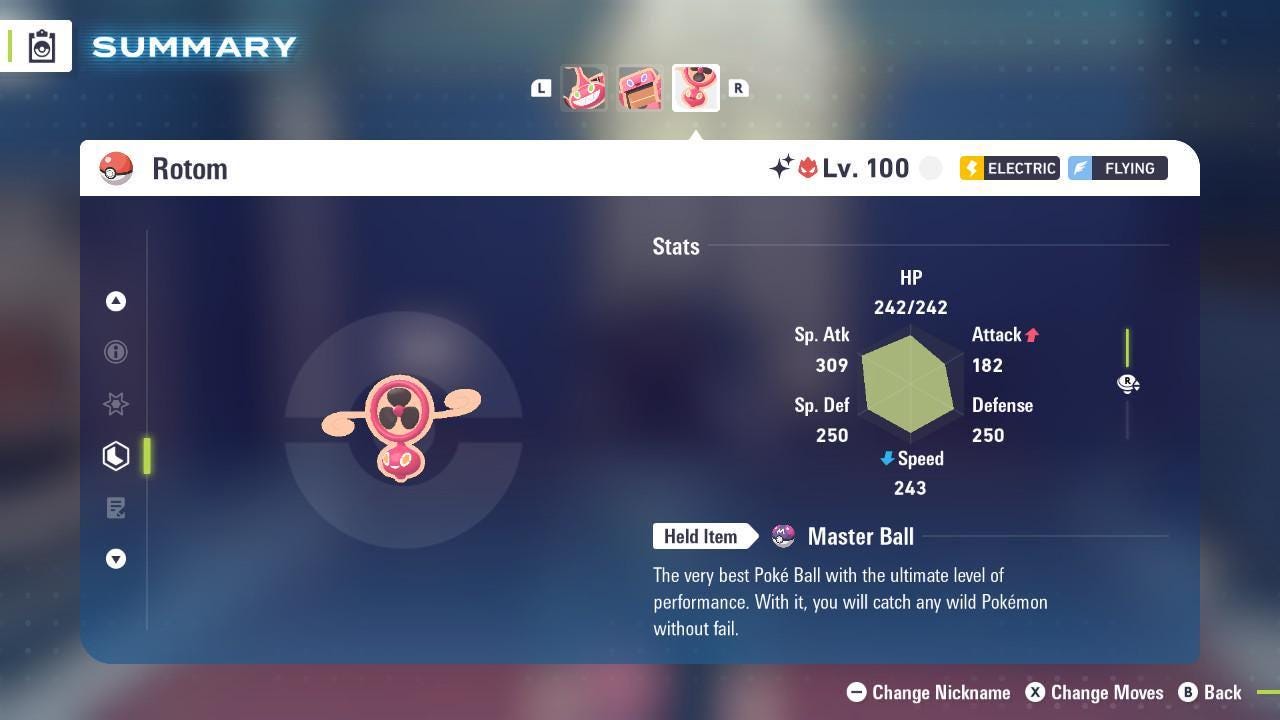 Shiny Alpha Fan Form Rotom Pokémon Legends ZA 6IV Competitive Battle Ready Pokémon card photo 2