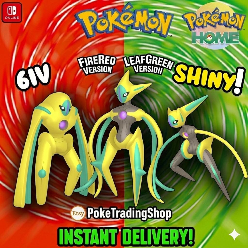 Foto de la carta Pokémon Pokémon FIRERED LEAFGREEN Auténtico LEGENDARIOS Shiny Deoxys Ataque Defensa Velocidad Transferencia a Pokemon Home Switch 2 30º Aniversario