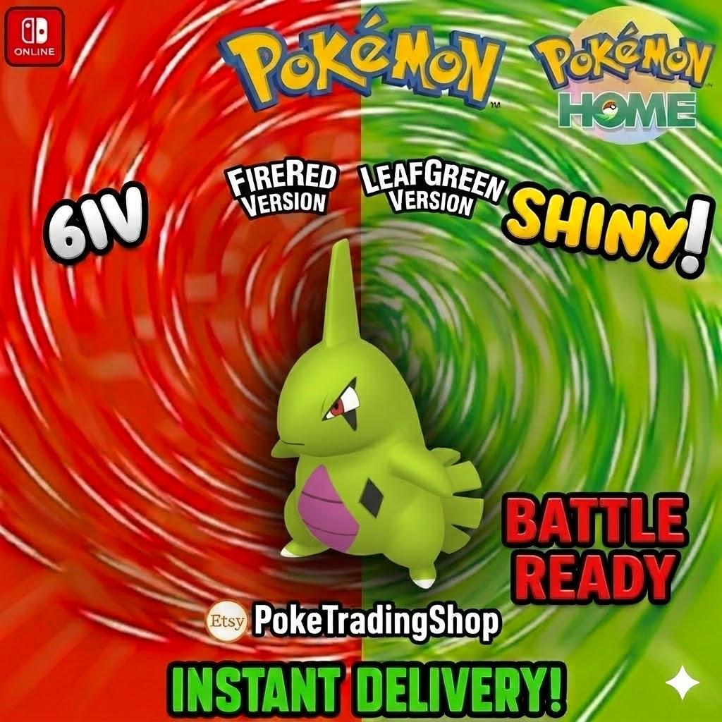 Foto de la carta Pokémon Larvitar variocolor de Pokémon Rojo Fuego Verde Hoja 6IV competitivo listo para la batalla