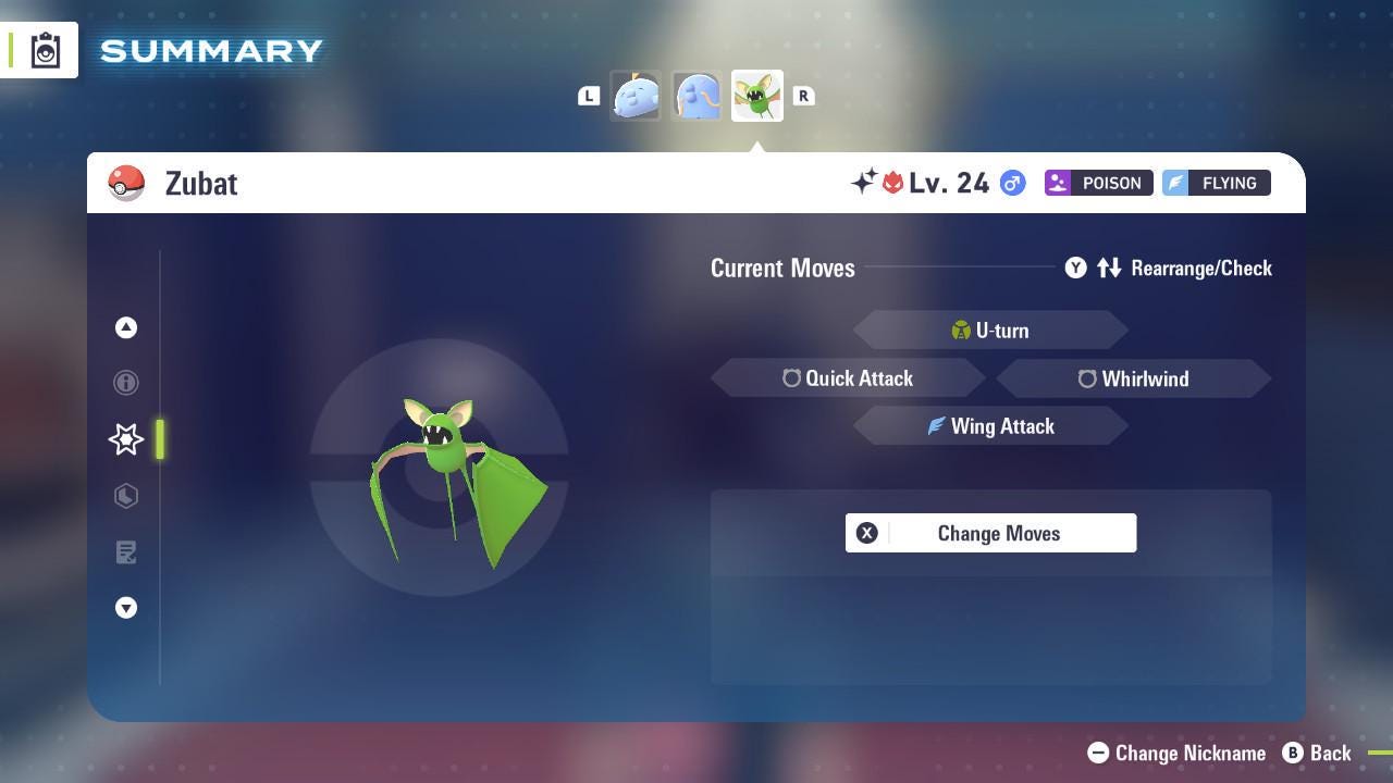 Foto de la carta Pokémon Shiny Alpha Zubat Pokémon Legends ZA Mega Dimension DLC 6IV Listo para el Combate Competitivo 3