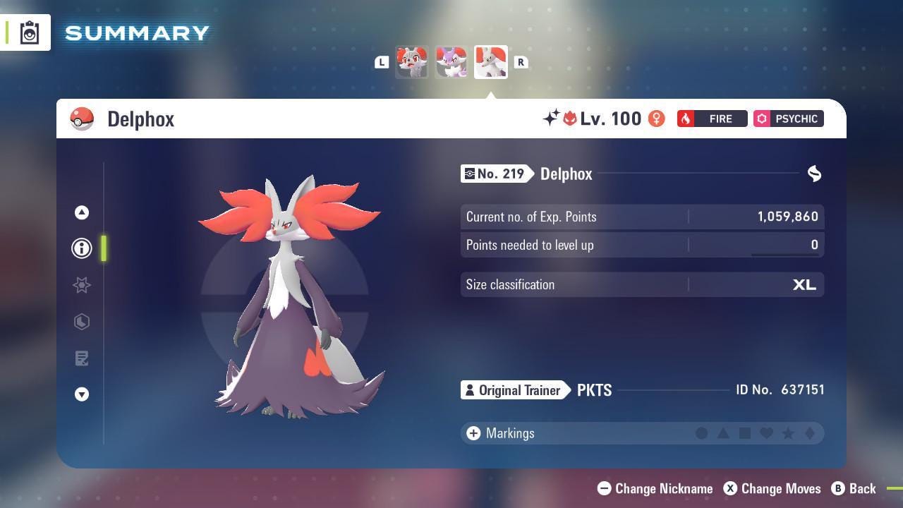 Pokemon Za ALPHA Shiny 6IV Delphox + Mega Stone Delphoxite Competitive Battle Ready Any Held Item Customizable Z A ZA Trade Pokémon card photo 3