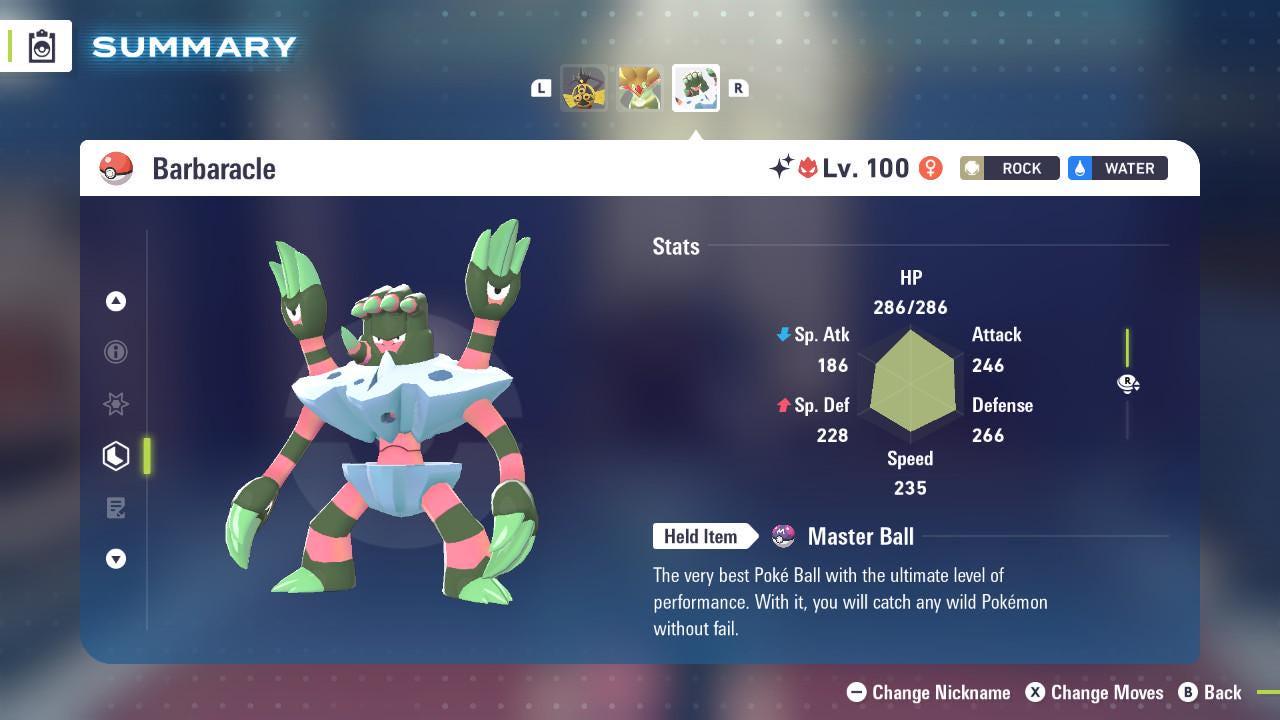 Shiny Alpha Barbaracle Pokémon Legends ZA 6IV Competitive Battle Ready – Pokémon Legends Z-A Pokémon card photo
