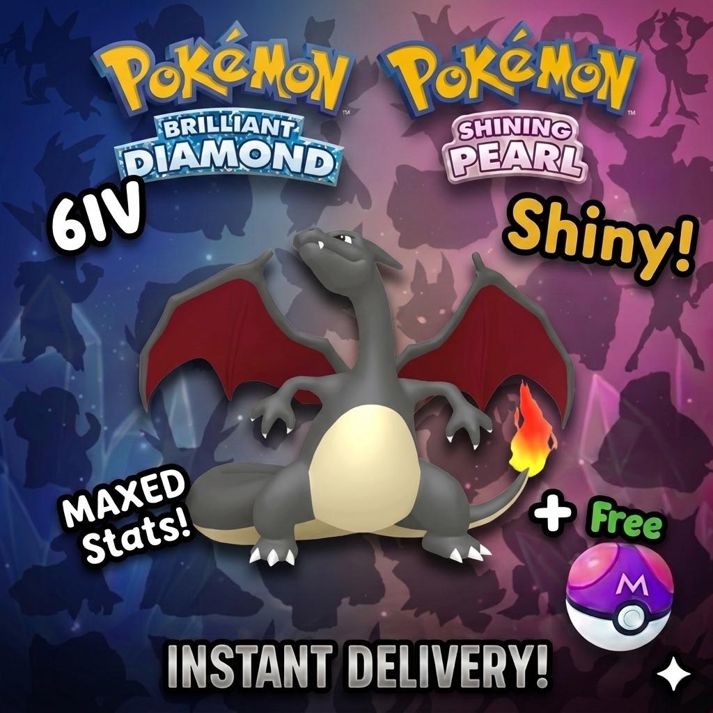 SHINY 6IV CHARIZARD Pokemon Brilliant Diamond Shining Pearl 6IV Competitive Battle Ready – Brilliant Diamond & Shining Pearl Pokémon card photo