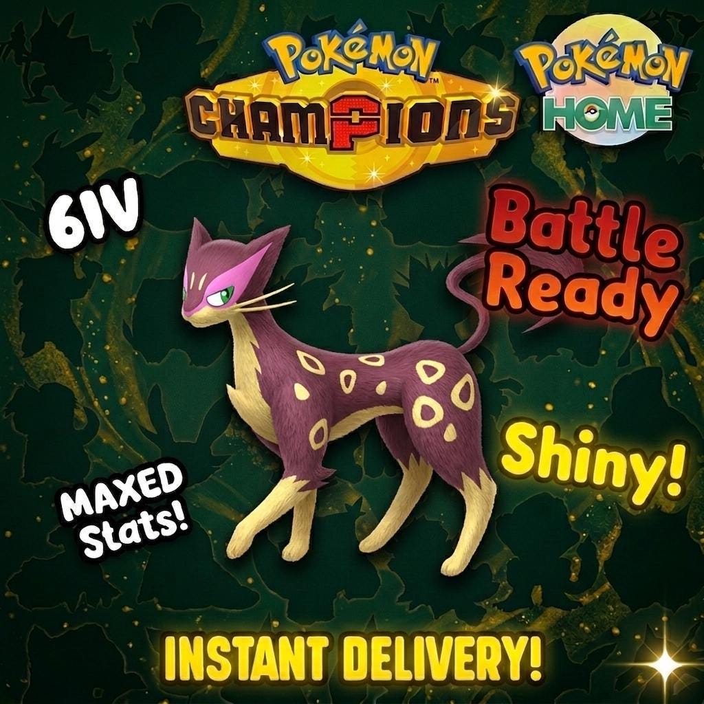Shiny Liepard Pokémon Champions 6IV Competitive Battle Ready – Champions Pokémon card photo
