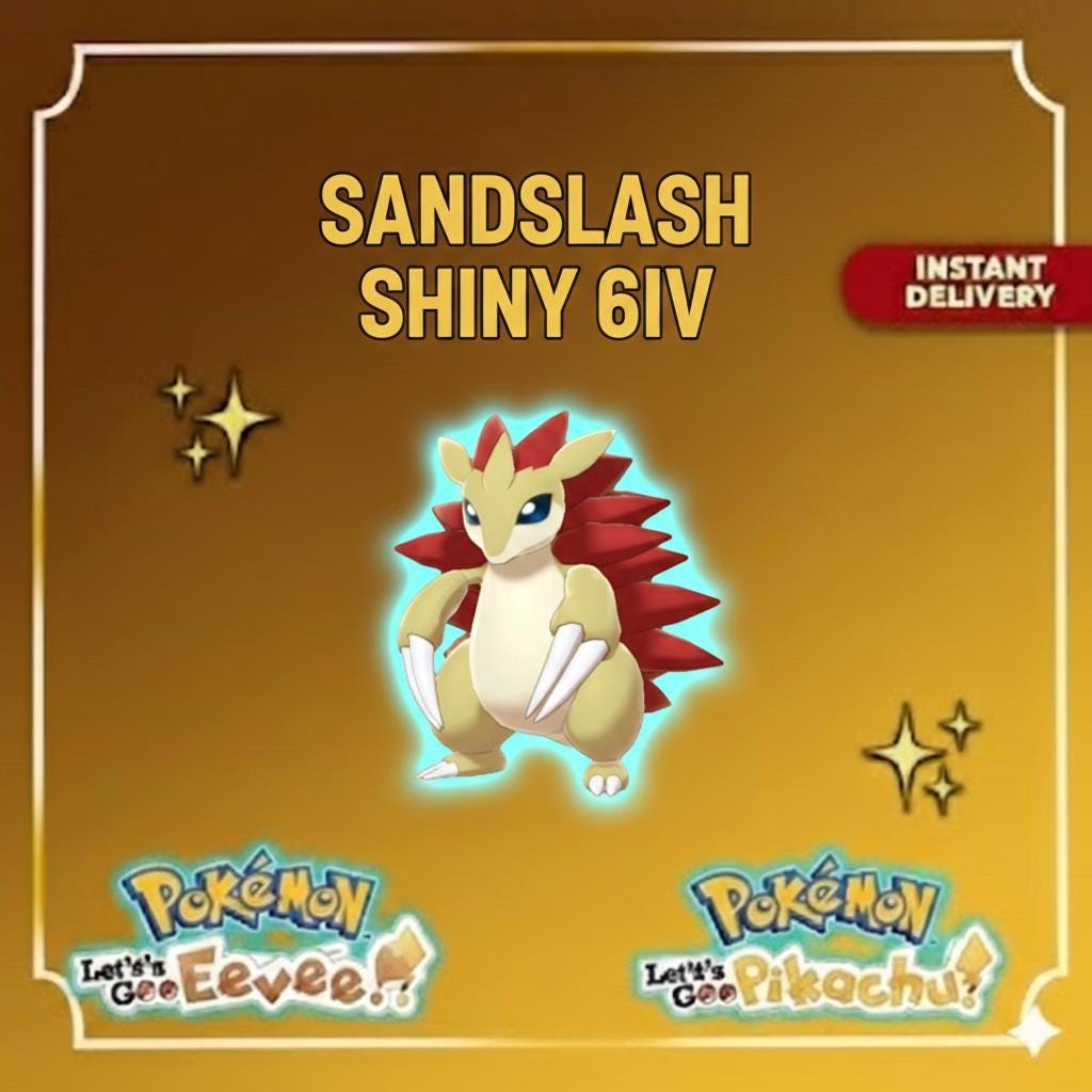 Shiny SANDSLASH Pokémon Lets Go Pikachu Eevee 6IV Competitive Battle Ready – Pokémon Let's Go Pokémon card photo