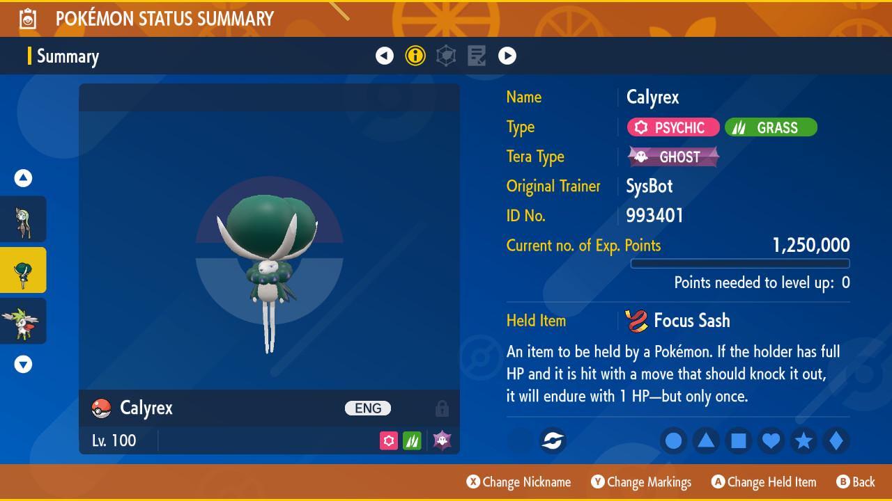Foto de la carta Pokémon CALYREX no variocolor Pokémon Escarlata Púrpura 6IV Listo para el Combate Competitivo