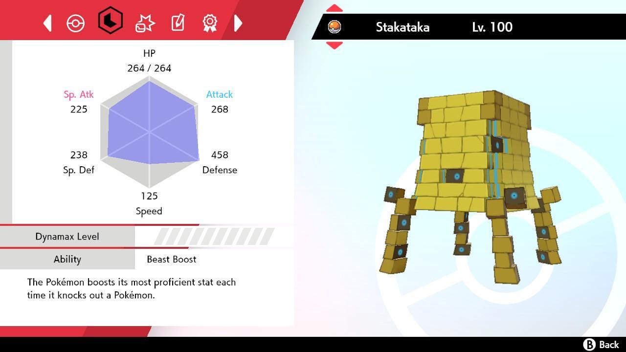Shiny STAKATAKA Pokemon Sword Shield 6IV Competitive Battle Ready Pokémon card photo 2