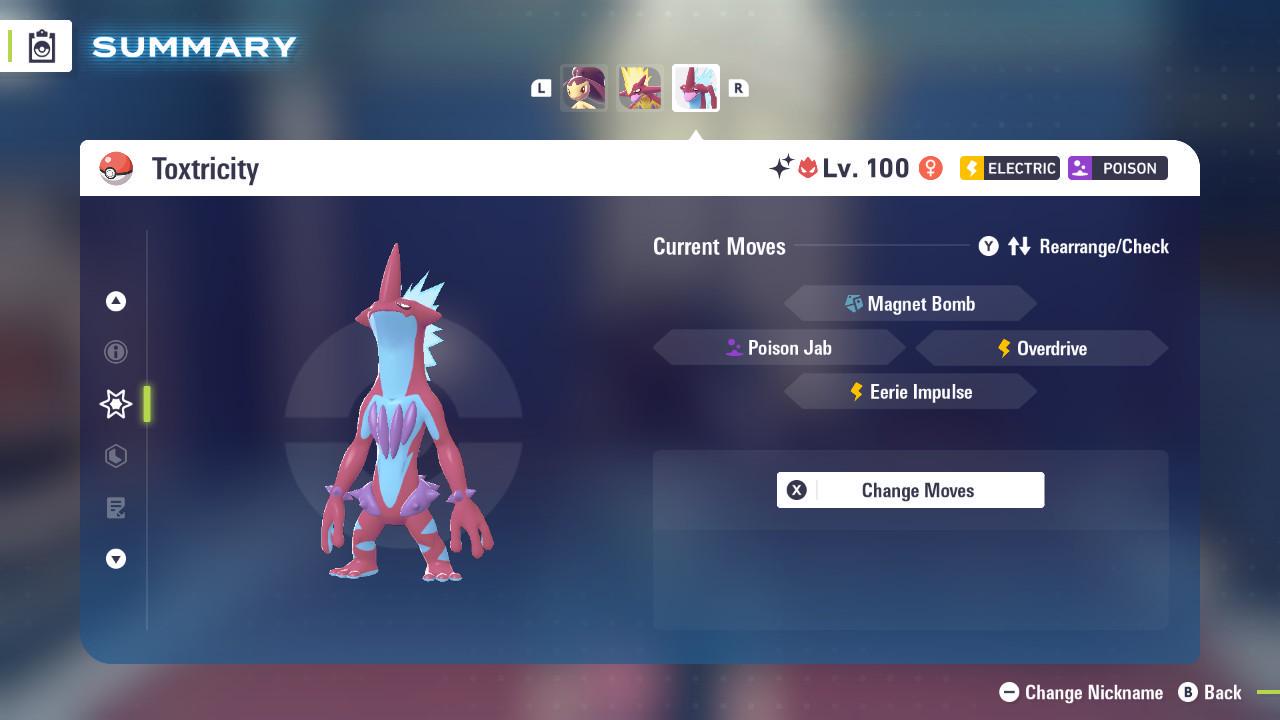 Foto de la carta Pokémon Shiny Alpha Toxtricity Forma Aguda Pokémon Legends ZA 6IV Listo para la batalla competitiva 4