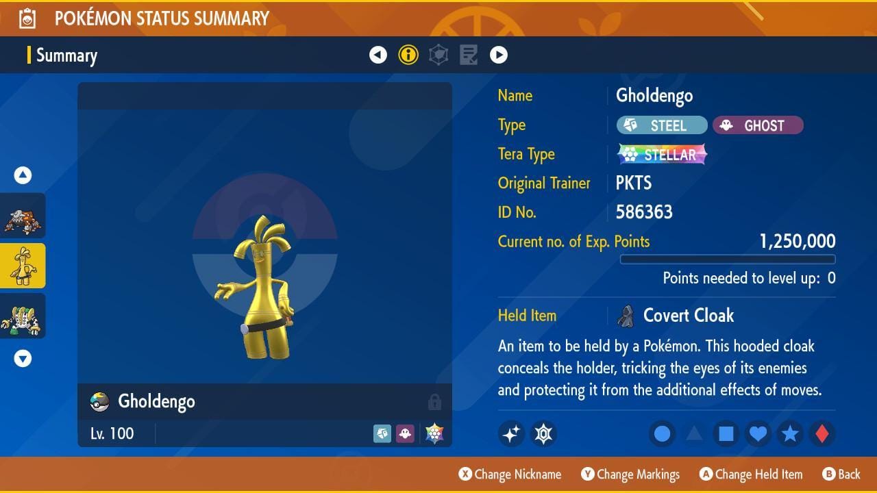 Foto de la carta Pokémon Shiny GHOLDENGO Entrenado en EVs Escarlata Violeta Pokémon Listo para la Batalla Competitivo + Shiny de Regalo Entrega Rápida 2