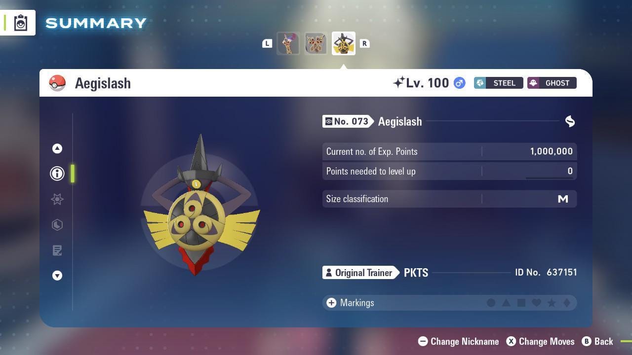 Foto de la carta Pokémon AEGISLASH variocolor Pokémon Legends ZA 6IV Listo para el Combate Competitivo 3