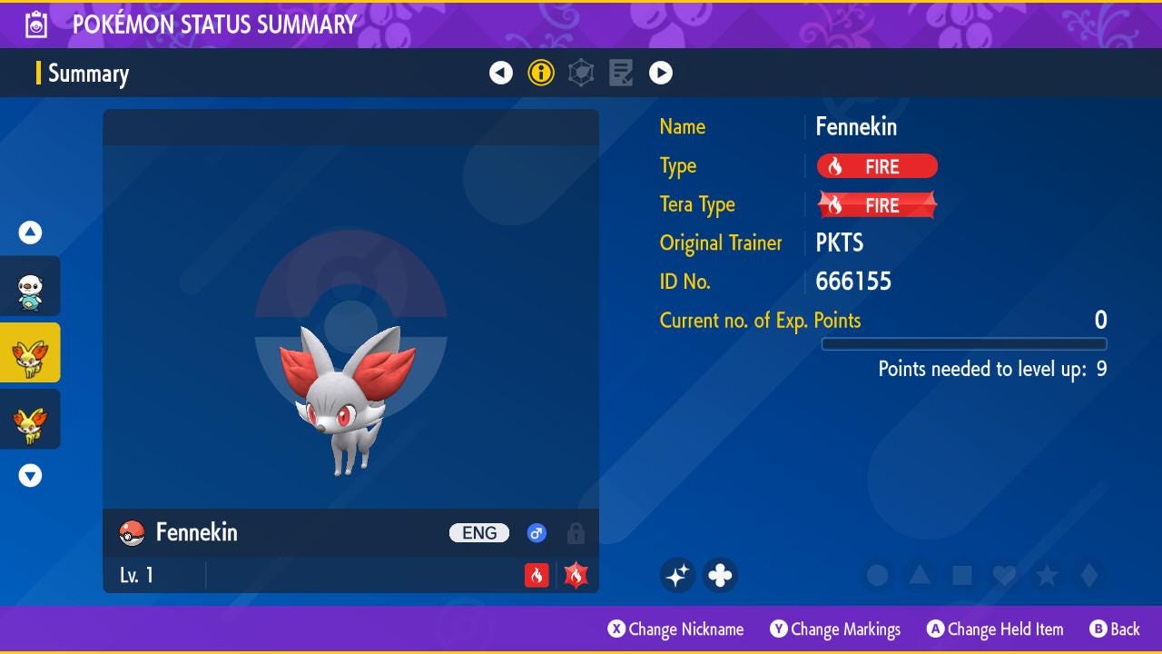 Shiny FENNEKIN Pokémon Scarlet Violet 6IV Competitive Battle Ready Pokémon card photo
