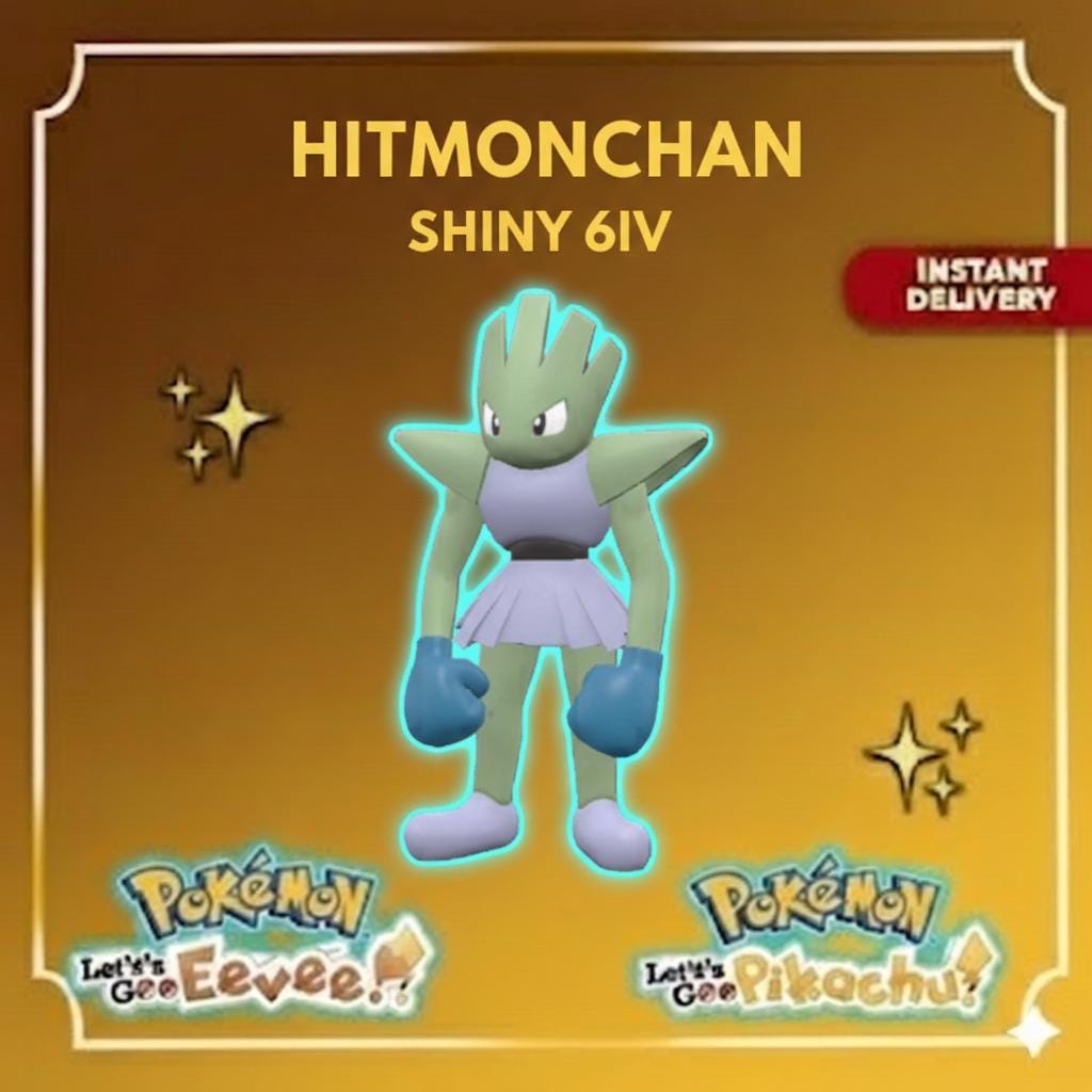 Shiny Hitmonchan Lets Go Pikachu Eevee 6IV Competitive Battle Ready – Pokémon Let's Go Pokémon card photo