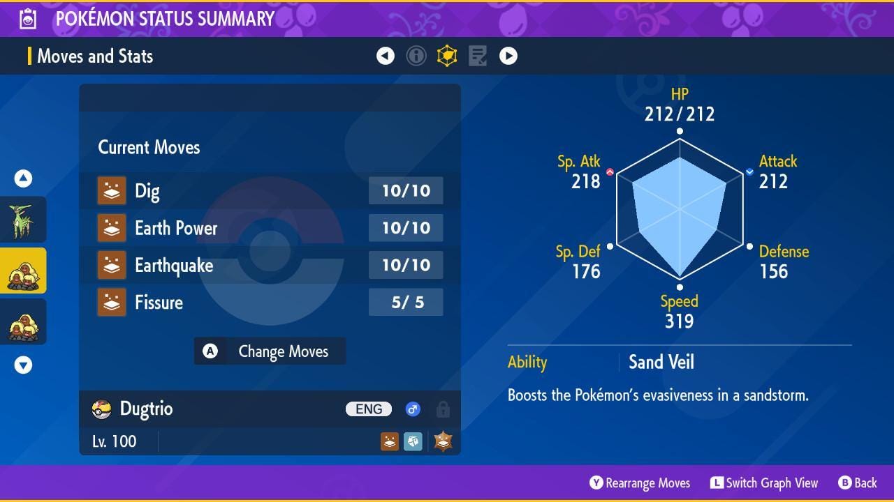 Foto de la carta Pokémon Dugtrio de Alola variocolor Pokémon Escarlata y Púrpura 6IV Pokémon Legends ZA competitivo listo para la batalla + EVs Switch 2 2