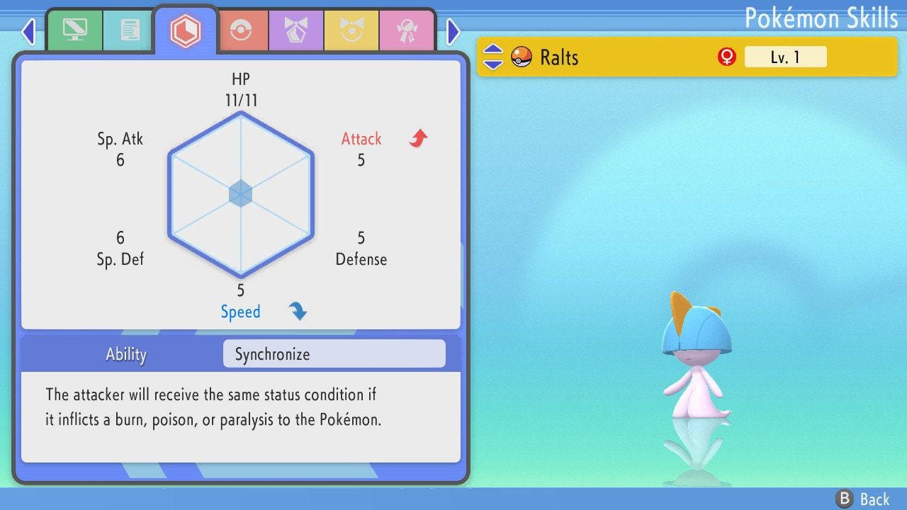 Foto de la carta Pokémon SHINY 6IV RALTS Pokémon Diamante Brillante y Perla Reluciente 6IV Listo para la Batalla Competitivo 3