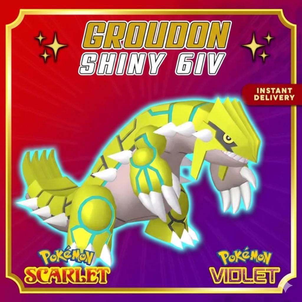 Shiny GROUDON Pokémon Scarlet Violet 6IV Competitive Battle Ready – Scarlet & Violet Pokémon card photo