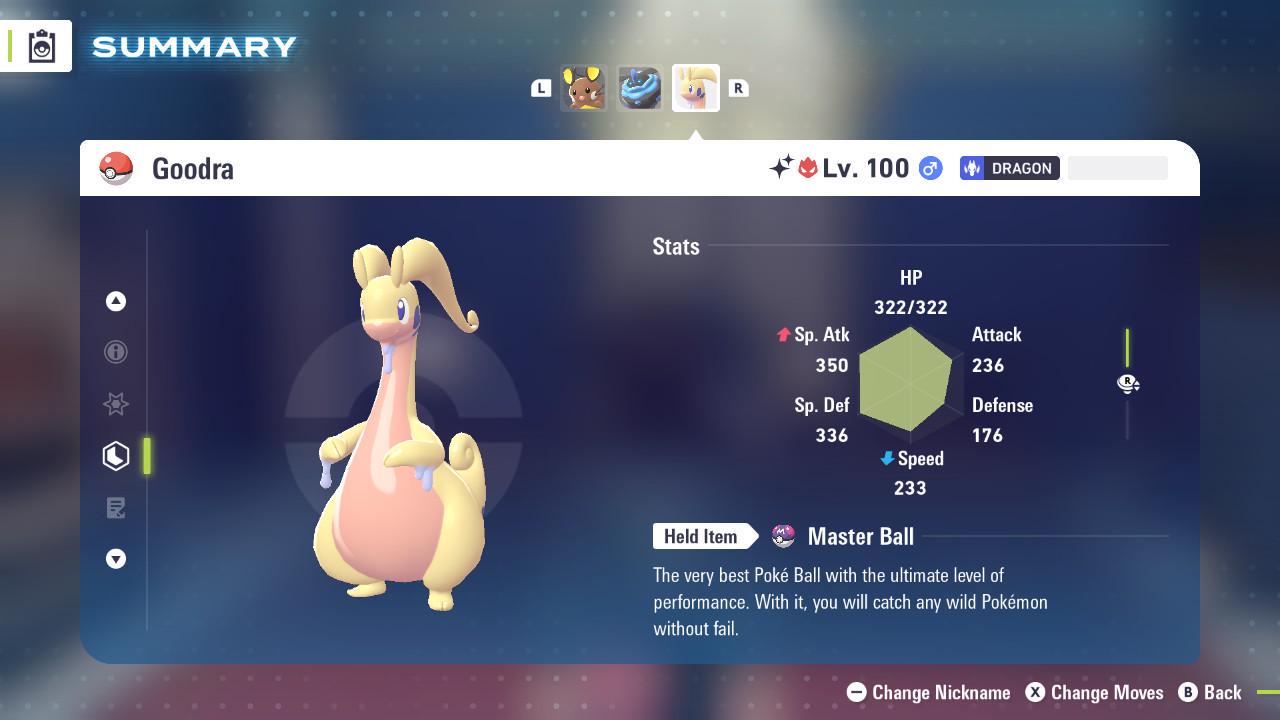 Foto de la carta Pokémon Goodra Alfa Shiny Pokémon Legends ZA 6IV Competitivo Listo para la Batalla 2