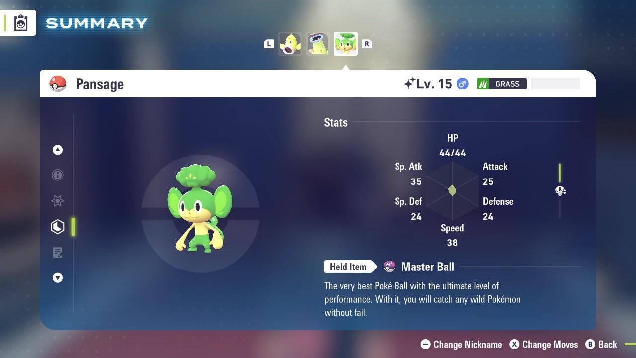 Shiny PANSAGE Pokémon Legends ZA 6IV Competitive Battle Ready Pokémon card photo