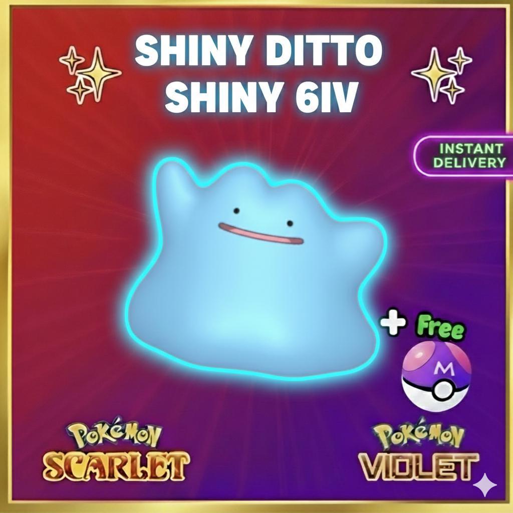 Shiny DITTO English Pokemon Pokémon Scarlet and Violet 6IV Pokemon Breeding Ditto Switch 2 Free Shiny Pokémon card photo