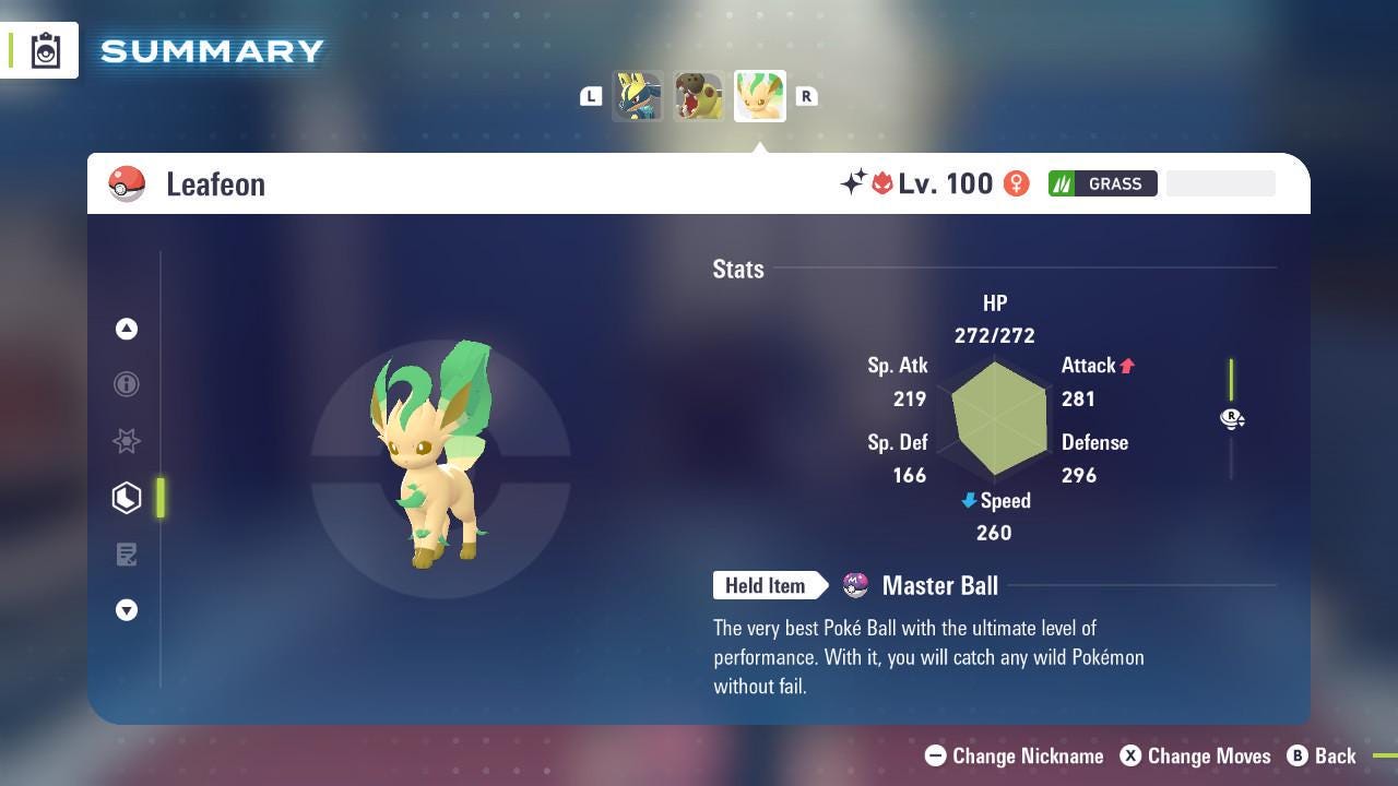 Shiny Alpha Leafeon Pokémon Legends ZA 6IV Competitive Battle Ready Pokémon card photo 2