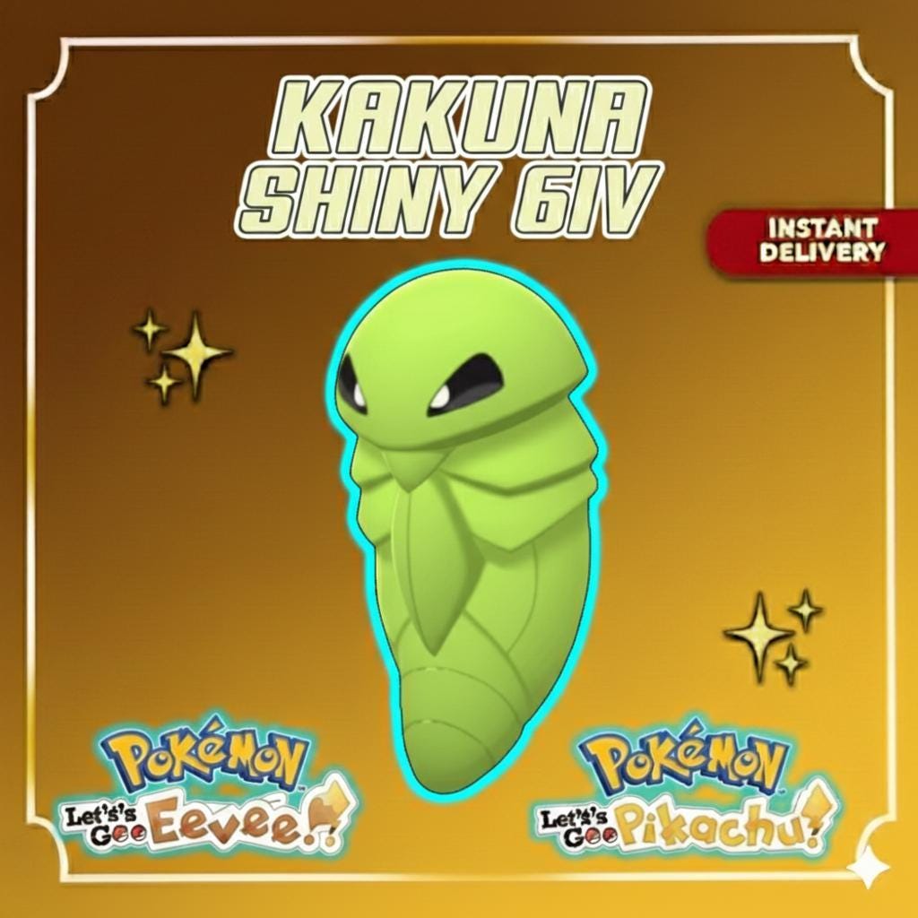 Shiny KAKUNA Pokémon Lets Go Pikachu Eevee 6IV Competitive Battle Ready – Pokémon Let's Go Pokémon card photo