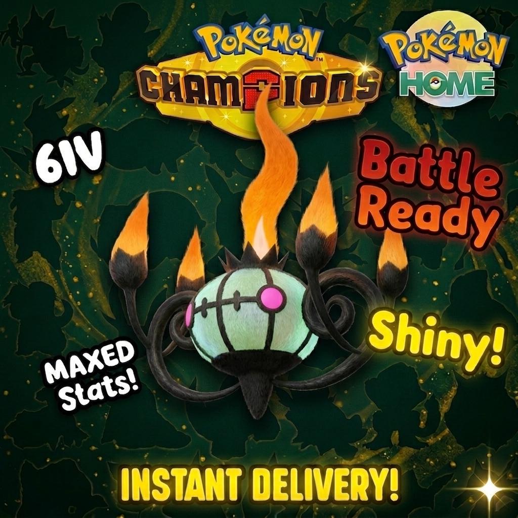 Shiny Chandelure Pokémon Champions 6IV Competitive Battle Ready – Champions Pokémon card photo